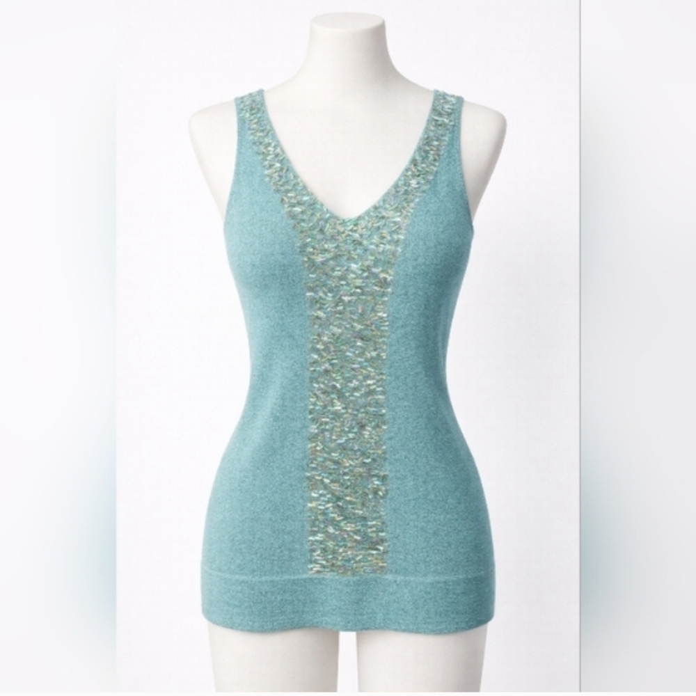 Vintage Necessary Objects Teal Sleeveless Blouse Size L ✨ - Picture 9 of 9